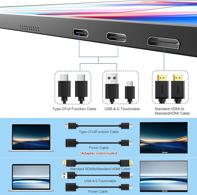 Portable Monitor Touchscreen 15.6 Inch, FHD 1080P IPS 10-Point Touch Screen Monitor, HDMI USB C Second External Monitor for Laptop PC Game Consoles, Built-in Speaker with Protective Case