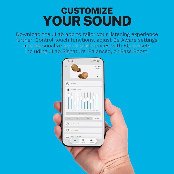 JLab Go Air Pop+ Tones True Wireless Earbuds, in Ear Bluetooth Headphones with Microphone, 35H Playtime, USB-C Charging Case, Dual Connect, EQ3 Sound, IPX4, 728 N