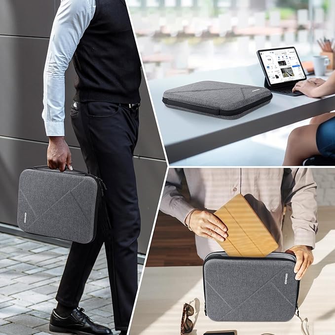 MoKo 13 inch Tablet Sleeve Bag for 13 inch iPad Air M4 2026, iPad Pro 13 M5/M4/Air M3/M2, iPadPro 12.9, Galaxy Tab S8+/S9+ 12.4, Hard Shell EVA iPad Bag with Storage and Padded Handle, Gray