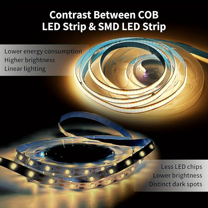 2Pack USB LED Light Strip, 3000K Warm White COB LED Strip Lights, 3.28FT TV Lights Flexible Small Led Lights with Touch Switch Controller White 5V LED Strip Light for TV Backlight Bedroom