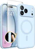 CAPRARO Magnetic for iPhone 17 Pro Max Case, Upgraded [Full Camera Protection] [Compatible with MagSafe] Protective Translucent Matte Women Girl Phone Case Cover, Light Blue