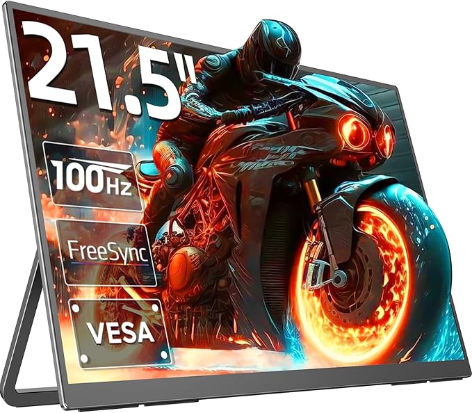 EVICIV Portable Monitor 100Hz 21.5”, 100% DCI-P3 QLED Portable Gaming Monitor, 1ms FreeSync, 400Nits, USB-C & HDMI, VESA & Stand, Large Travel Second Screen for Laptop, Computer, Game Consoles