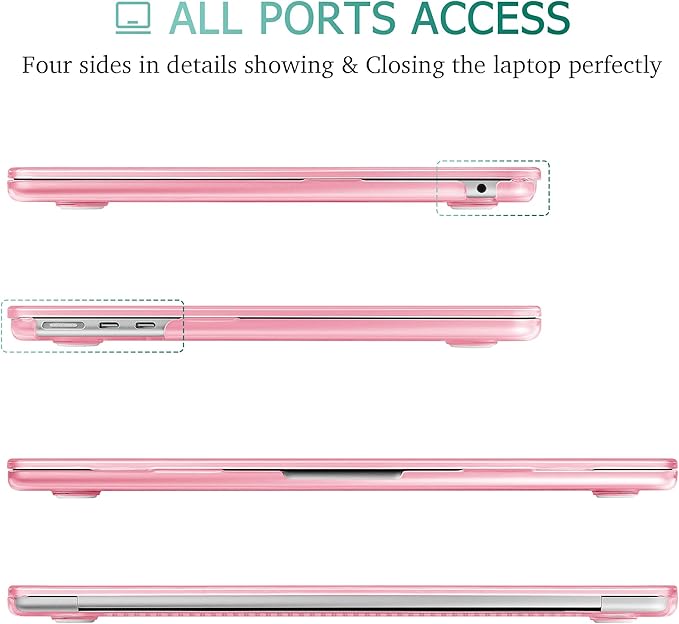 May Chen Case for MacBook Air 13/13.6-inch (M5/M4/M3/M2, 2022-2026 Models A3449 A3240 A3113 A2681), Lightweight | Closes Seamlessly | Ideal for Work Hard Shell Case, Crystal Pink