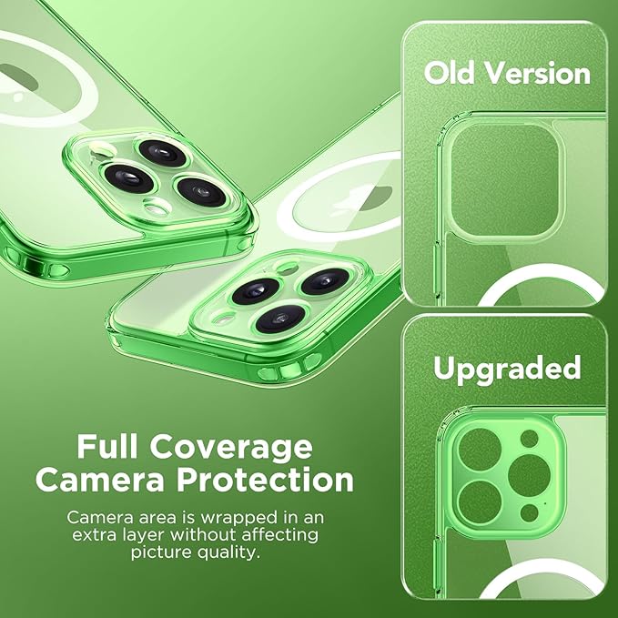 CAPRARO CAPRRO Magnetic for iPhone 13 Pro Max Case, [Compatible with MagSafe] [Full Camera Protection] Shockproof Protective Slim Translucent Matte Phone Case for iPhone 13 Pro Max 6.7'', Clear Green