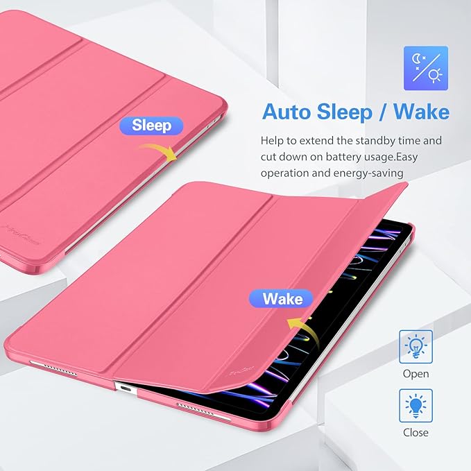 ProCase for iPad Pro 11 Inch Case 2022/2021/2020/2018(4th/3rd/2nd/1st Generation), iPad Pro 11" Slim Stand Hard Back Cover Shell Smart Folio Compatible with Pencil/Support Auto Wake/Sleep -Melonpink