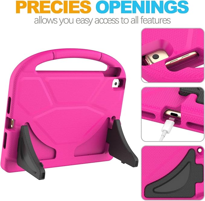 Kids Case for iPad 10.2 & 10.5, iPad 9th/8th/7th Generation 10.2" 2021 2020 2019 Case with Screen Protector, iPad Air 3rd Gen/Pro 10.5 inch Protective Cover with Handle Stand, Pink