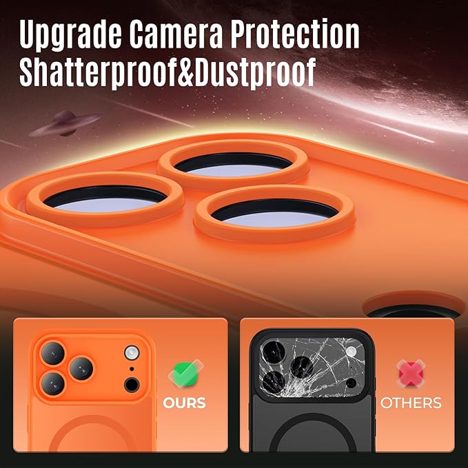 Symcele Designed for iPhone 17 Pro Case, Compatible with MagSafe, [Camera Protection] [15FT Military Drop Protection] Shockproof Translucent Matte Anti-Slip Phone Case, 6.3", Cosmic Orange