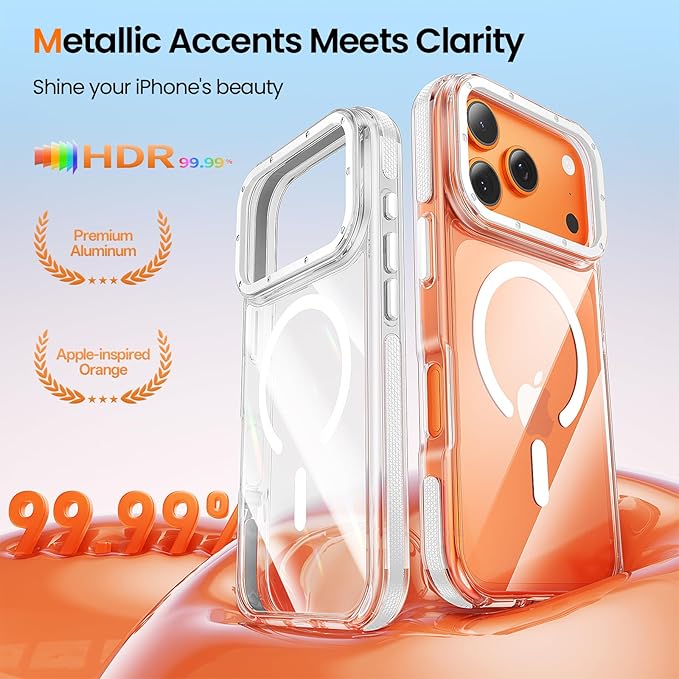 Strong Magnetic for iPhone 17 Pro Max case [10Ft Military-Grade Protection] Compatible with fit MagSafe Shockproof Slim Thin Cover case for iPhone 17 Pro Max 6.9 inch, Clear White