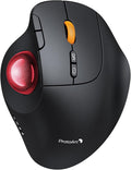 ProtoArc Wireless Bluetooth Trackball Mouse, EM02 Two Adjustable Angle Ergonomic Rechargeable Computer Ball Mouse, 3 Device Connection, Thumb Control and Smooth Tracking for Laptop, PC, Mac-Red