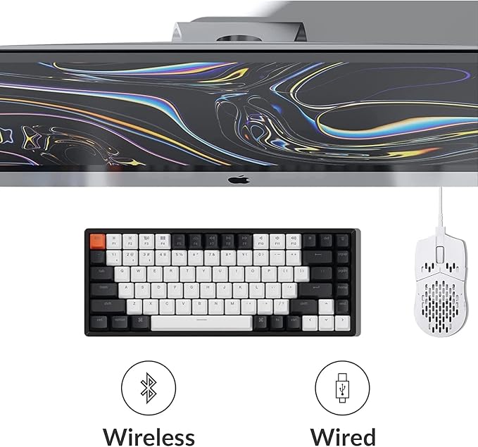 Keychron K2 75% Layout 84 Keys Hot-swappable Bluetooth Wireless/USB Wired Mechanical Keyboard with Super Banana Switch/Double-Shot Keycaps/RGB Backlight/Aluminum Frame for Mac Windows Version 2