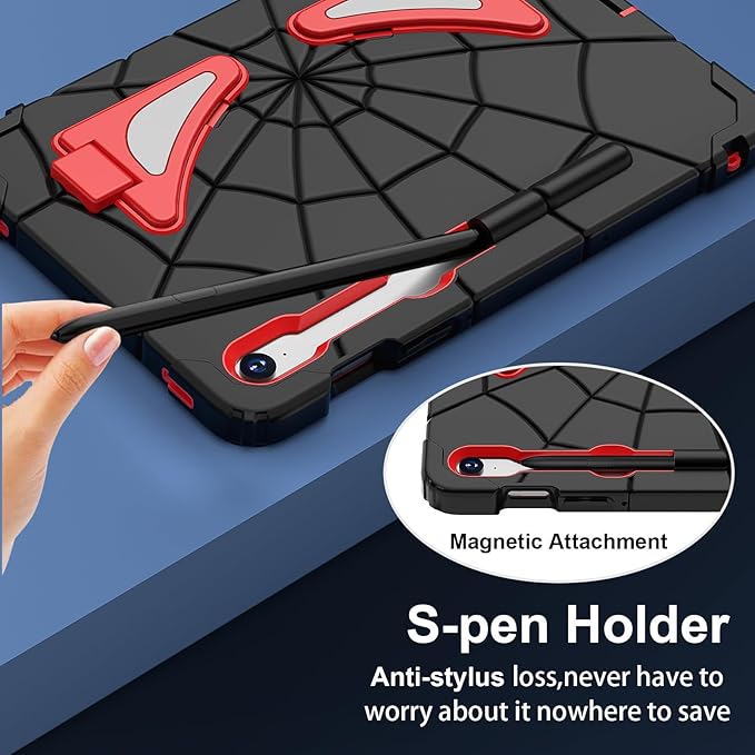 AKABEILA Compatible with Samsung Galaxy Tab S10 FE 2025/Tab S10 Lite 2025 Tablet Case，Lightweight Shockproof Rugged Protective Cover with Kickstand for Kids Children Boys Babies Black Red