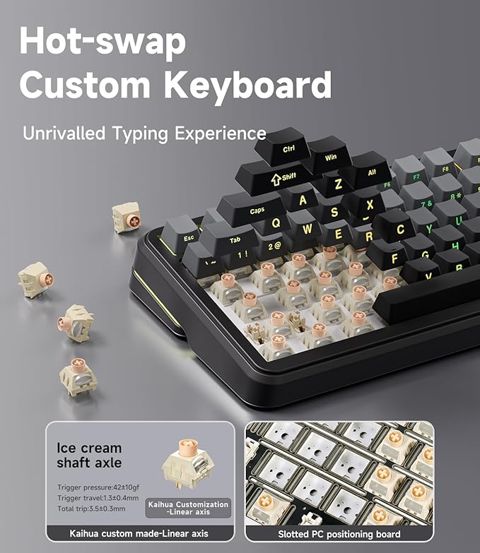 MCHOSE K99 98% Wireless Mechanical Keyboard, Tri-Mode Connection, Compact Gaming Keyboard with Six-Layer Padding Gasket, RGB Backlit,Hot Swappable Custom Keyboard for Mac/PC