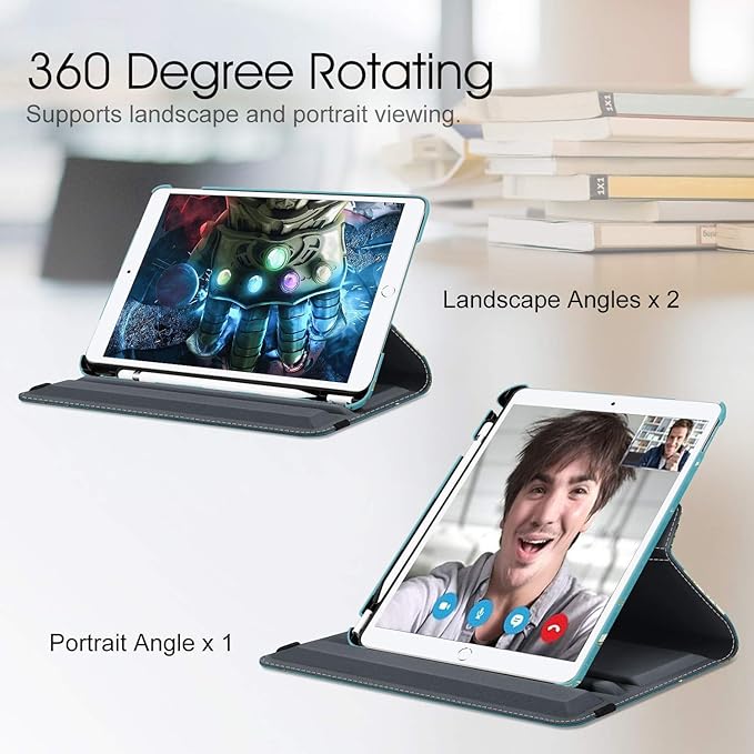 Fintie Rotating Case for iPad Air (3rd Gen) 10.5" 2019 / iPad Pro 10.5" 2017 with Built-in Pencil Holder - 360 Degree Rotating Stand Protective Cover, Auto Sleep/Wake (Blossom)