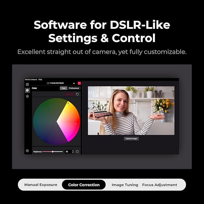 YOLOLIV YoloCam S3, 4K Streaming Webcam, DSLR-Like Control, Cinematic Effects, 4X Zoom, HDR, Uncompressed Video, Optimized PD AutoFocus | USB-C for PC & Mac