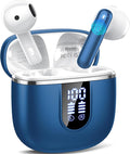 Wireless Earbuds, Bluetooth 5.4 Headphones with 3D Bass Stereo, Bluetooth Earbuds with 4 ENC Noise Cancelling Mic, 40H Ultralight In-Ear Buds USB-C LED, IP7 Waterproof Earphones for Android iOS, Blue
