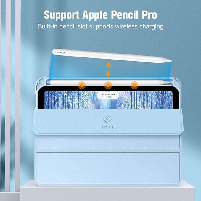Fintie Hybrid Slim Case for iPad Mini 7 (A17 Pro, 7th Generation) 2024 / iPad Mini 6 (6th Gen) 8.3 Inch, [Built-in Pencil Holder] Shockproof Cover Clear Transparent Back Shell, Blue