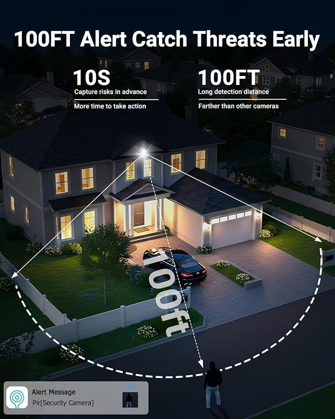 AOV Security Camera Wireless Outdoor with 6W Solar Panel,24/7 Recording Camera for Home Security, 2K Solar Cameras Outdoor Wireless, Auto Tracking，360°PTZ with Night Vision