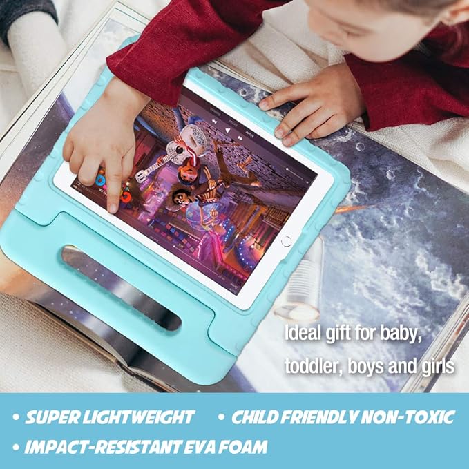 ProCase Kids Case for iPad 9th Generation/iPad 8/iPad 7, iPad 10.2 Case 2021 2020 2019/iPad Air 10.5/iPad Pro 10.5 Kids Case, Shockproof Lightweight Case with Convertible Handle -Aqua