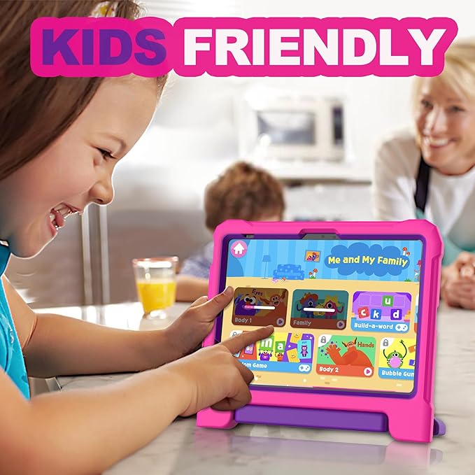 YIHE Kids Case for iPad (A16) 11th Generation 11 Inch 2025 & iPad 10th Generation 10.9 inch 2022, with Built-in Screen Protector and Handle Stand, Full Body Shockproof Protective Cover, PinkPurple