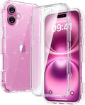 Diaclara Designed for iPhone 16 Plus Case 6.7 Inch,Upgraded [Full Camera Protection] Full Body Case w/Built-in Screen Protector for 16Plus,Clear Glitter