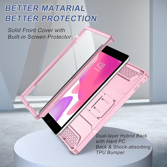 Soke Case for iPad 6th/5th Generation 9.7 Inch 2018/2017,with Built-in Screen Protector and Kickstand, Rugged Full-Body Heavy Duty Protective Cover for Apple iPad Air 2 /Pro 9.7 - Pink