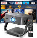[Built-in Apps/Dolby Audio] FUDONI Smart Projector with WiFi 6 and Bluetooth, 1080P Full HD Projector with Netflix/ Prime Video/Youtube, Zoom Correction, Movie Proyector for Home & Outdoor