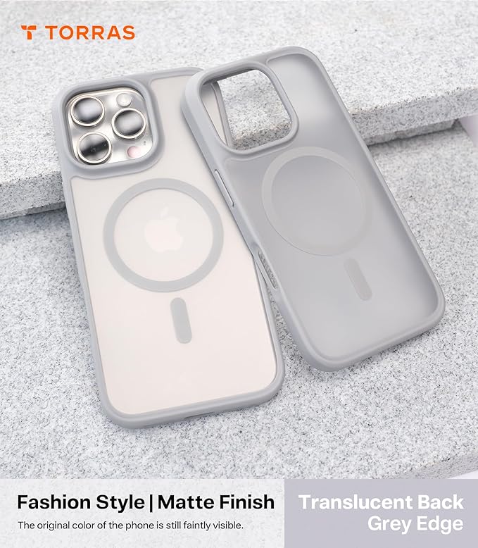 TORRAS Magnetic Shockproof for iPhone 16 Pro Max Case, [4X Military-Grade Protection] [Compatible with MagSafe] Translucent Case for iPhone 16 Pro Max Anti-Scratch Guardian 6.9"