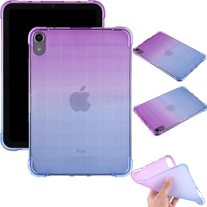 for iPad (A16) 11th Generation 11" 2025 & iPad 10th Generation Case 10.9 inch 2022, Lightweight Thin Translucent Soft TPU Back Shockproof Matte Clear Silicone Gradient Shell, Purple & Blue
