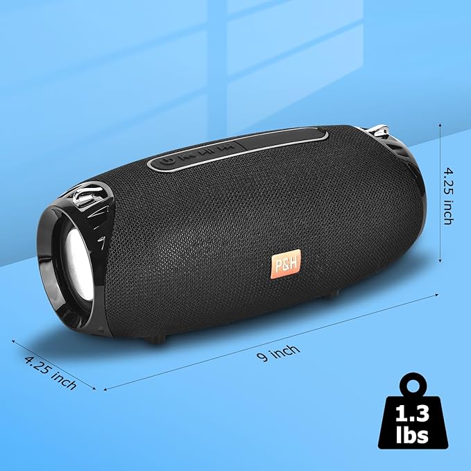 Outdoor Portable Bluetooth Speaker, IPX4 Waterproof Wireless Speakers, 5.0 Bluetooth Speakers, Powerful Sound, TWS Stereo Pairing Support TF Card, for Home/Party/Outdoor/Beach Black