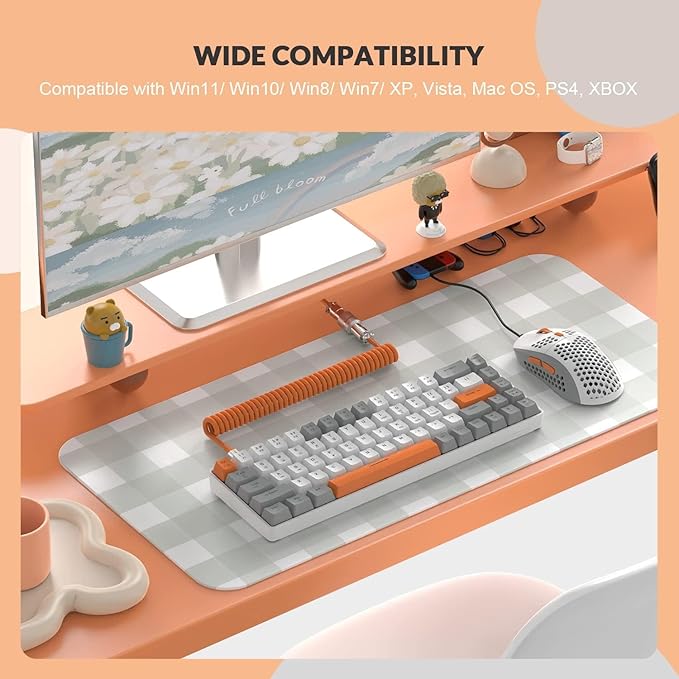 ZIYOU LANG RK-T8PR0 Wired 65% Mechanical Gaming Keyboard and Mouse Combo with RGB LED Backlit Anti-ghosting TKL Mini 68 Key Coiled C to A Cable Linear Red Switch for PS4 PS5 Xbox PC Mac Gamer(Gray)