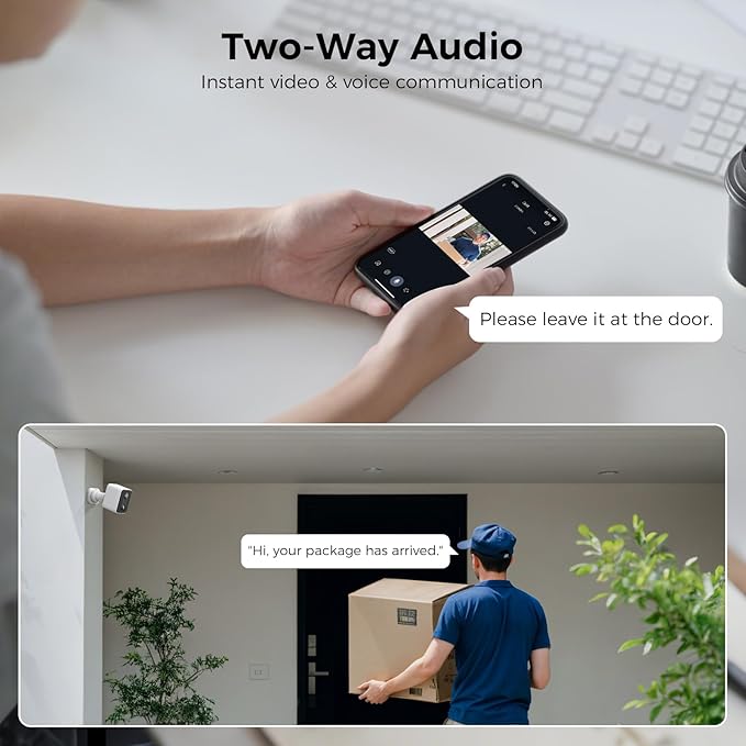 4K Security Cameras Wireless Outdoor, Battery Security Camera, 8MP Color Night Vision, No Monthly Fees, AI Detection, PIR Detection, Alexa & Google Assistant, Easy Setup, 2.4 GHz Wi-Fi, IP67