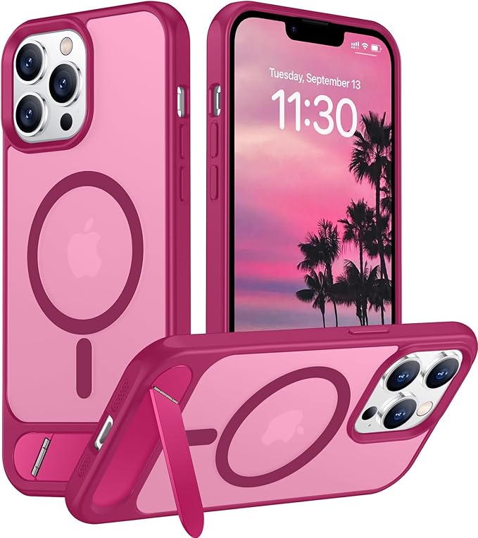 Magnetic Compatible with iPhone 13 Pro Max Case, [Built-in Invisible Kickstand][Compatible with MagSafe] [Military Grade Shockproof] Slim Translucent Matte Phone Case for iPhone 13 Pro Max 6.7"