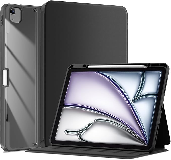 ProCase for iPad Air 13 Inch Case (2026/2025/2024) M4/M3/M2 & iPad Pro 12.9 inch 6th/5th/4th/3rd 2022/2021/2020/2018; Protective Folio Shockproof Case with Pencil Holder -Black