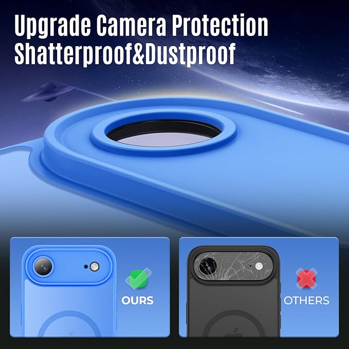 Symcele Designed for iPhone Air Case, Compatible with MagSafe, [Camera Protection] [15FT Military Drop Protection] Shockproof Translucent Matte Anti-Slip Thin Slim Phone Case, 6.5", Blue