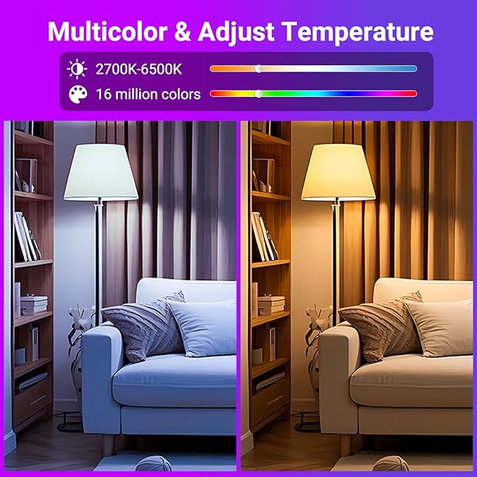 TJOY 10 Pack Smart Alexa Light Bulbs, RGB Bulbs Compatible with Alexa &Google Assistant,Color Changing Light Bulb, 9W(60W Equivalent), A19 E26 800LM, 2.4Ghz WiFi only