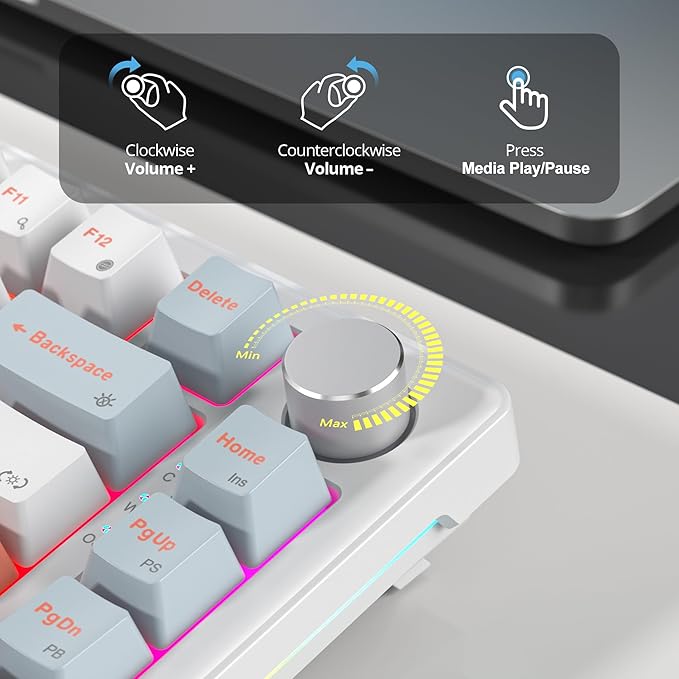 75% Wired Gaming Keyboard, Hot Swappable Gasket Mount, White Switch, 82 Keys TKL Mechanical Keyboard, NKRO Creamy for PC Laptop Windows Gamer (Salmon)
