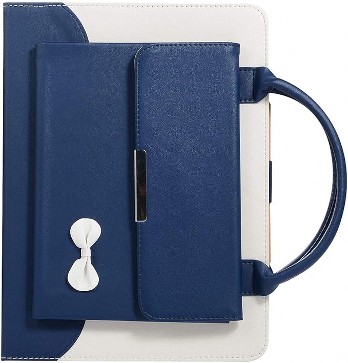 Handbag Case for iPad 9th 8th 7th Generation/Pro 10.5/Air3, Techcircle Cute Bowknot Flap Wallet Slim Folio Stand PU Leather Carrying Case with Pocket, Auto Wake/Sleep, Blue