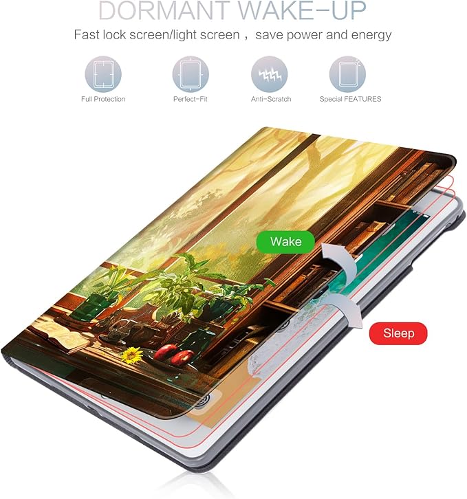 for iPad (A16) 11Th/10Th Generation Case 2025/2022, for iPad Case 11Th/10Th Generation, 10Th/11Th Gen iPadCase Cover Auto Wake/Sleep Multi-Angle Viewing Adjustable Stand, Greenery Window Sill