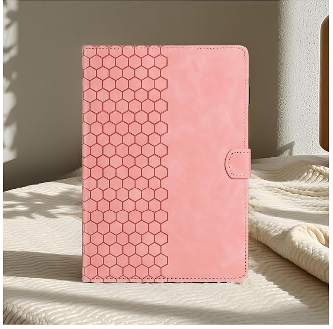 DTangLsm for iPad A16 Case iPad 11th Generation Case 11-inch 2025, iPad 10th Generation Case 10.9-inch 2022, Smart PU Leather Folio Stand Cover with Pencil Holder, Auto Wake/Sleep, Honeycomb Pink