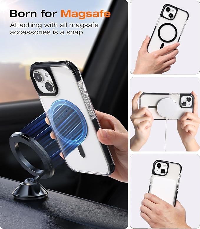 Tigowos Compatible with iPhone 15 Plus&iPhone 14 Plus Bumper Case Fits MagSafe Heavy Duty Shockproof Fits iPhone 15 Plus&iPhone 14 Plus Phone Cases，Clear