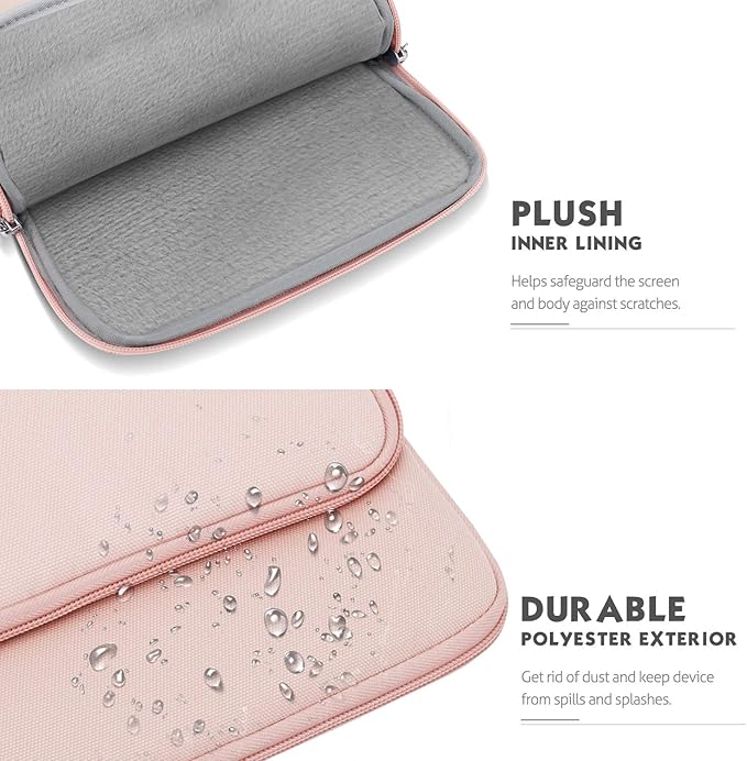 MoKo 9-11 Inch Tablet Sleeve Bag Carrying Case with Storage Pockets Fits New 11-inch iPad Air M4 2026/iPad Pro M5, iPad Pro/A16 11, iPad Air 5/4th 10.9, iPad 9/8th 10.2, Tab S8/S9 11, Pink