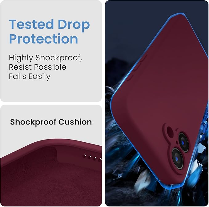 FireNova Designed for iPhone 16 Case, Silicone Upgraded [Camera Protection] Phone Case, Soft Anti-Scratch Microfiber Lining Inside, 6.1 inch, Plum
