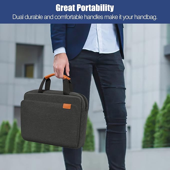 MoKo 13 Inch Tablet Sleeve Case Fits 13 Inch New iPad Pro M5 & Air M4 2026,iPad Pro 12.9 M2&M1,Surface Laptop Go 12.4,Galaxy Tab S8+/S9+ 12.4,Multi-Functional Pockets with Shoulder Strap,Black&Gray