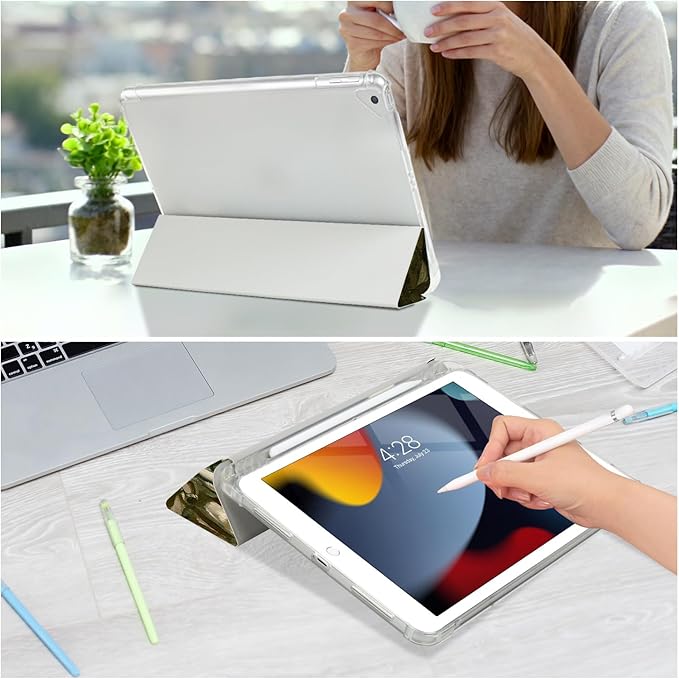 for iPad Air 2/1 Case, for iPad 5Th/6Th Generation Case 2017/2018, Slim Cover for iPad Cases 5th/6Th Generation 9.7-inch, Pencil Holder, 2 Viewing Angles, Typing Stand, Skull with Cigarette