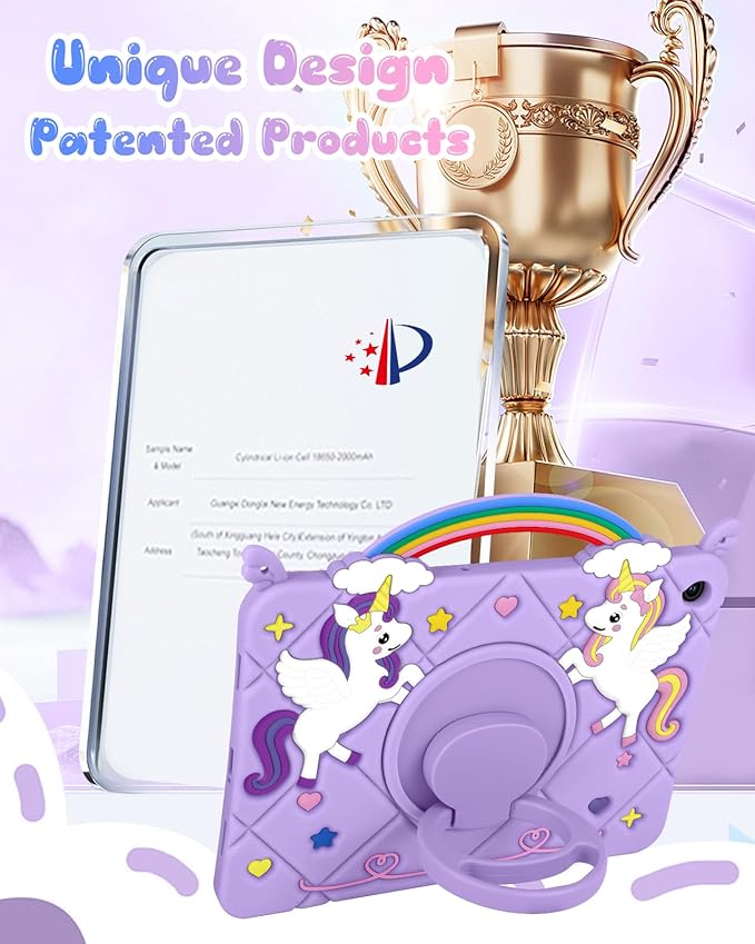Uppuppy for Samsung Galaxy Tab A9 Plus Case 11 Inch - Cute Girls Kawaii Cover Girly 3D Cartoon Teen with Rotating Stand & Strap Purple Soft Silicone for Samsung A9 Plus Tablet Cases