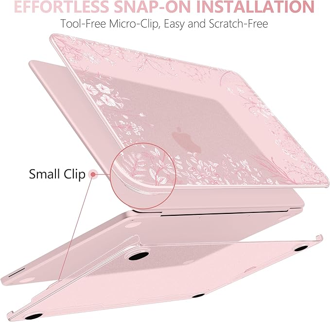 DONGKE for MacBook Neo 13 inch Case 2026 (Model A3404), Artistic Flower Pattern Ultra Slim Frosted Matte Hard Shell, Anti-Scratch & Fingerprint Resistant Cover - Blush Wild Flowers
