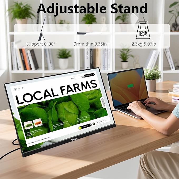 23.8" Large Portable Monitor 200Hz FHD 1080P IPS Freesync External Computer Display with USB C HDMI, Built in Speakers and Stand Portable Gaming Monitor for Laptop Phone PC Mac PS4 Xbox