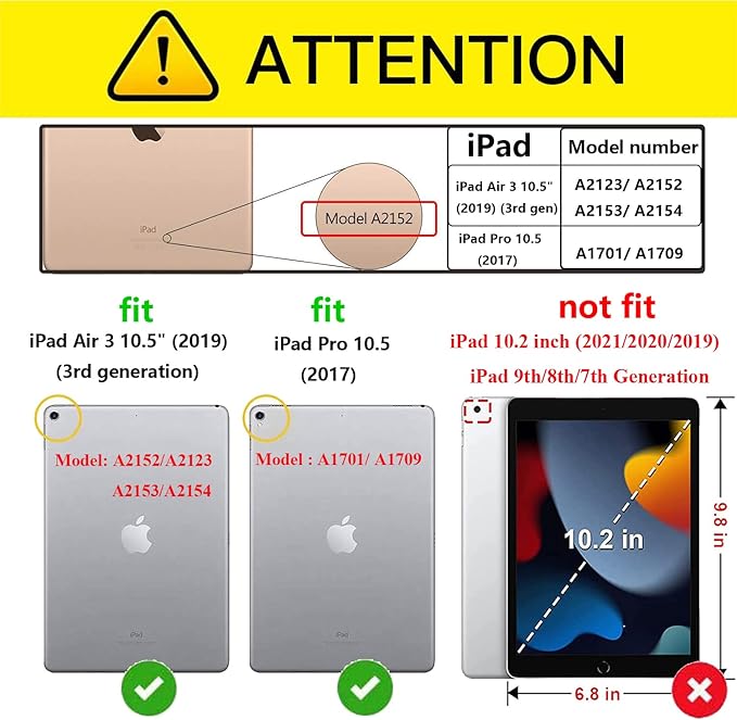 Clear Case for iPad Air 3 (3rd Gen) 10.5 inch (2019) & iPad Pro 10.5" 2017 Case with Pencil Holder & Kickstand Thin Lightweight Anti-Slip Soft TPU Back Transparent Shockproof Cover, Clear