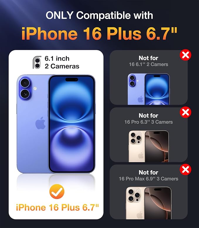 Diaclara Designed for iPhone 16 Plus Case, Full Body Rugged Case with Built-in Touch Sensitive Anti-Scratch Screen Protector, Upgraded [Full Camera Protection] for iPhone 16 Plus 6.7",Water Blue