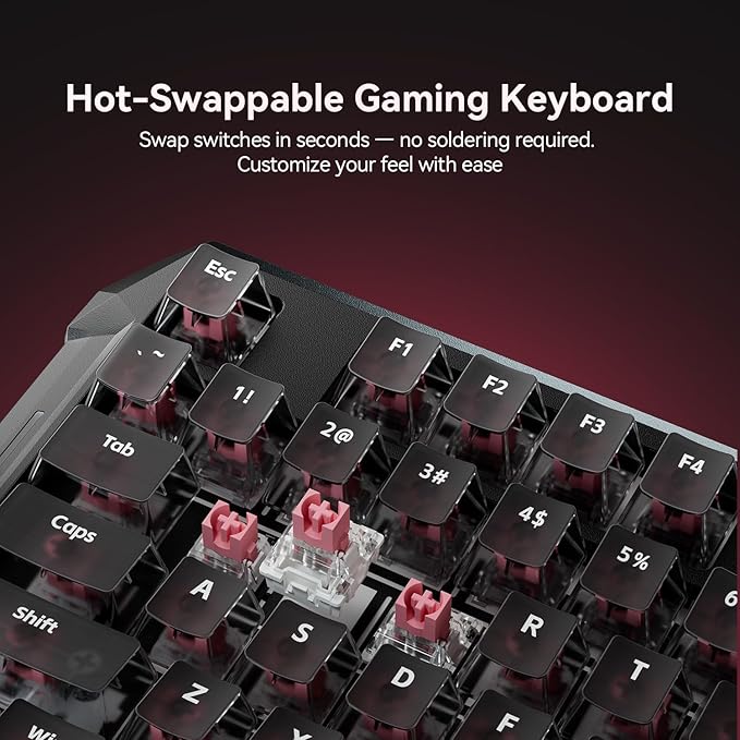 DarkBeacon Flux87 HE Mechanical Gaming Keyboard Wired, Hall Effect Magnetic Red Switch, 0.01mm Rapid Trigger, Adjustable Actuation, RS/SOCD/DKS/MT, 8000Hz Polling, Hot Swappable, RGB Backlit for PC